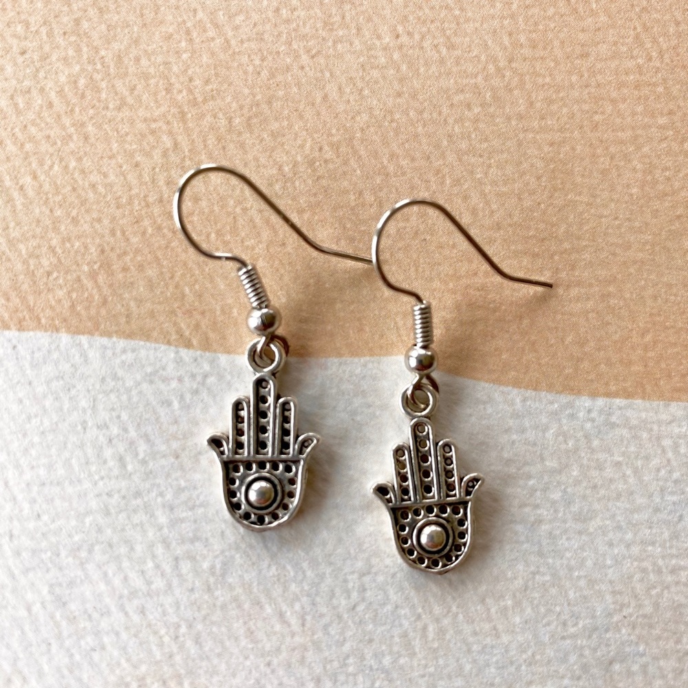 Silver Hamsa Earrings